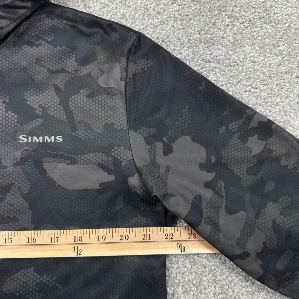 Simms Fishing Hoodie Men's M Black Hex Camo Fleece Lined Pullover Outdoor - Picture 4 of 9